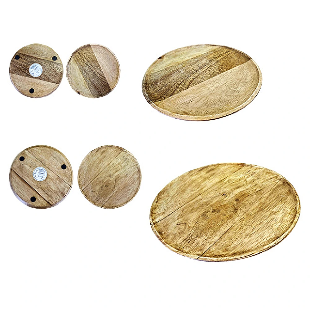 Platou de servire EH D25/30cm, cu margine, lemn de mango