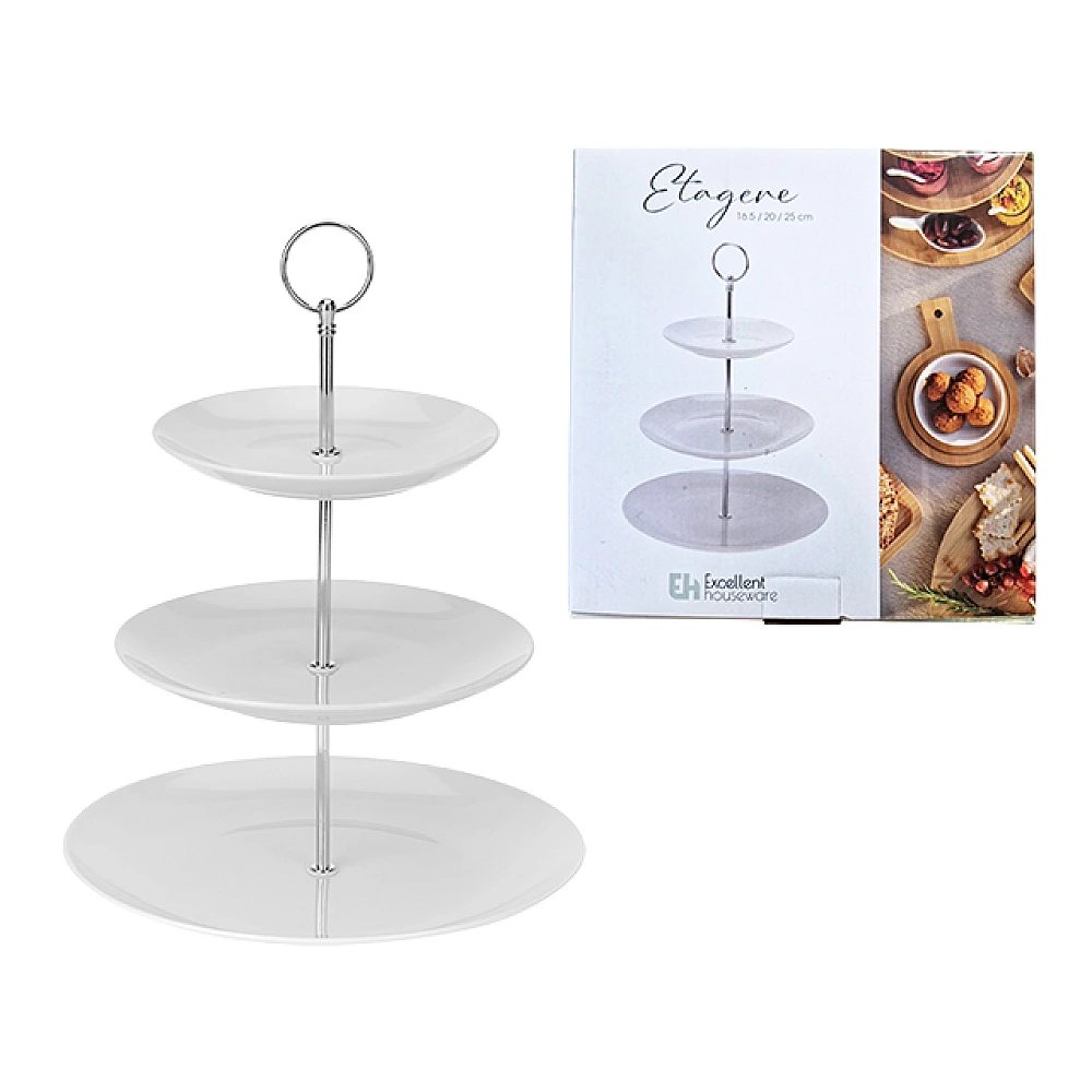 Suport de servire 3 nivele D16.5cm/20cm/25cm, portelan