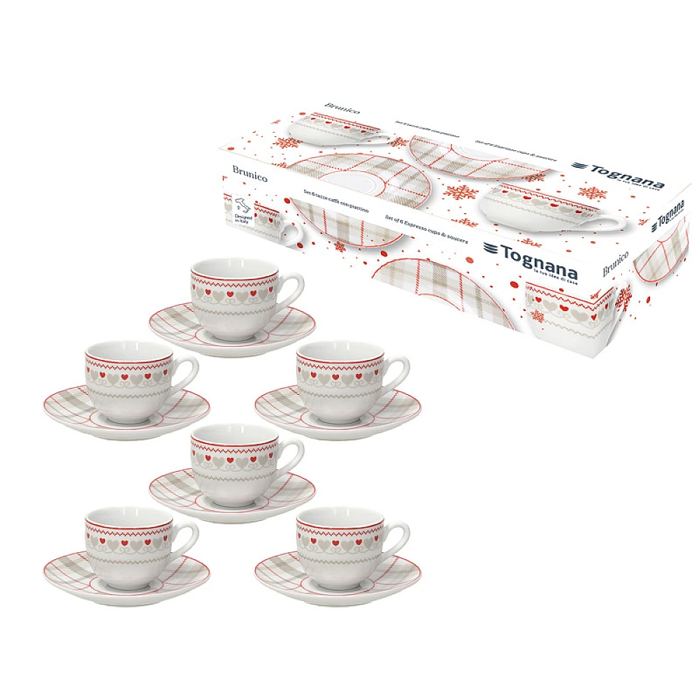Set de 6 cești de cafea cu farfurii, Tognana Olimpia Brunico