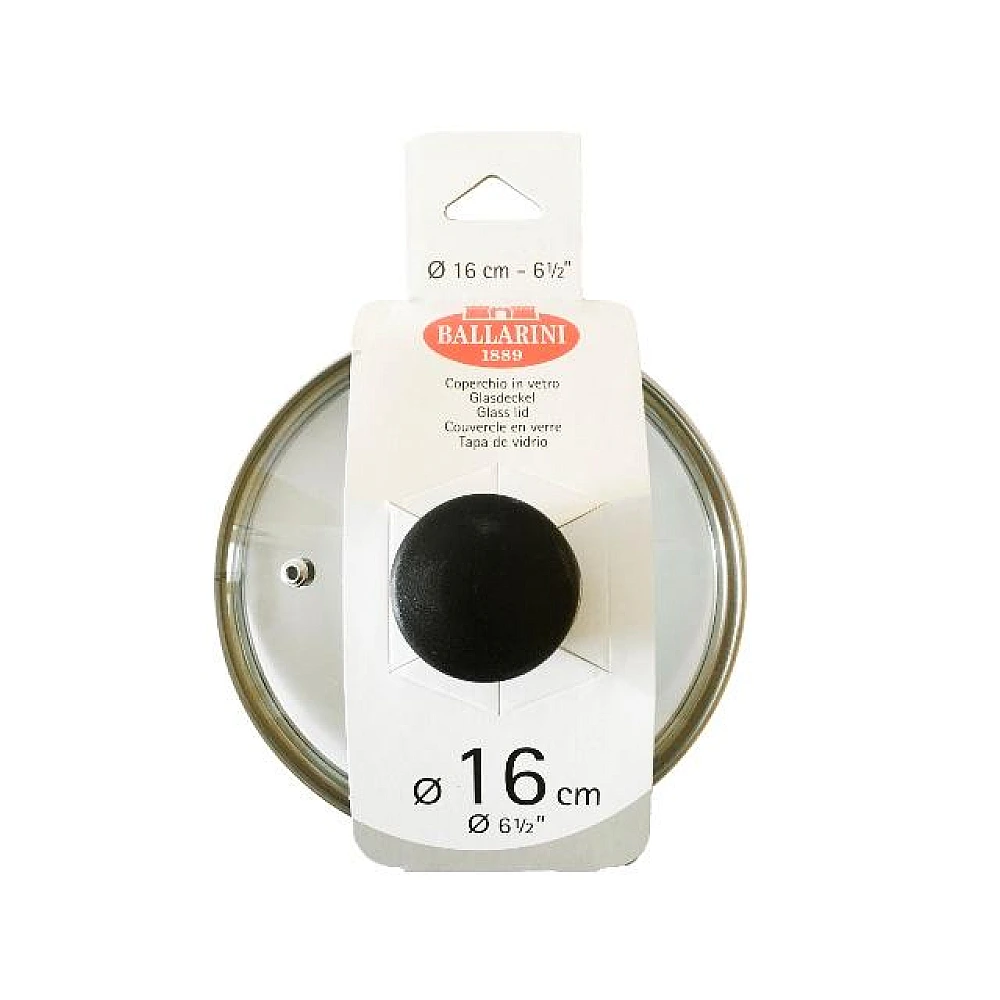 Capac din sticla 16cm Ballarini, cu inel metalic