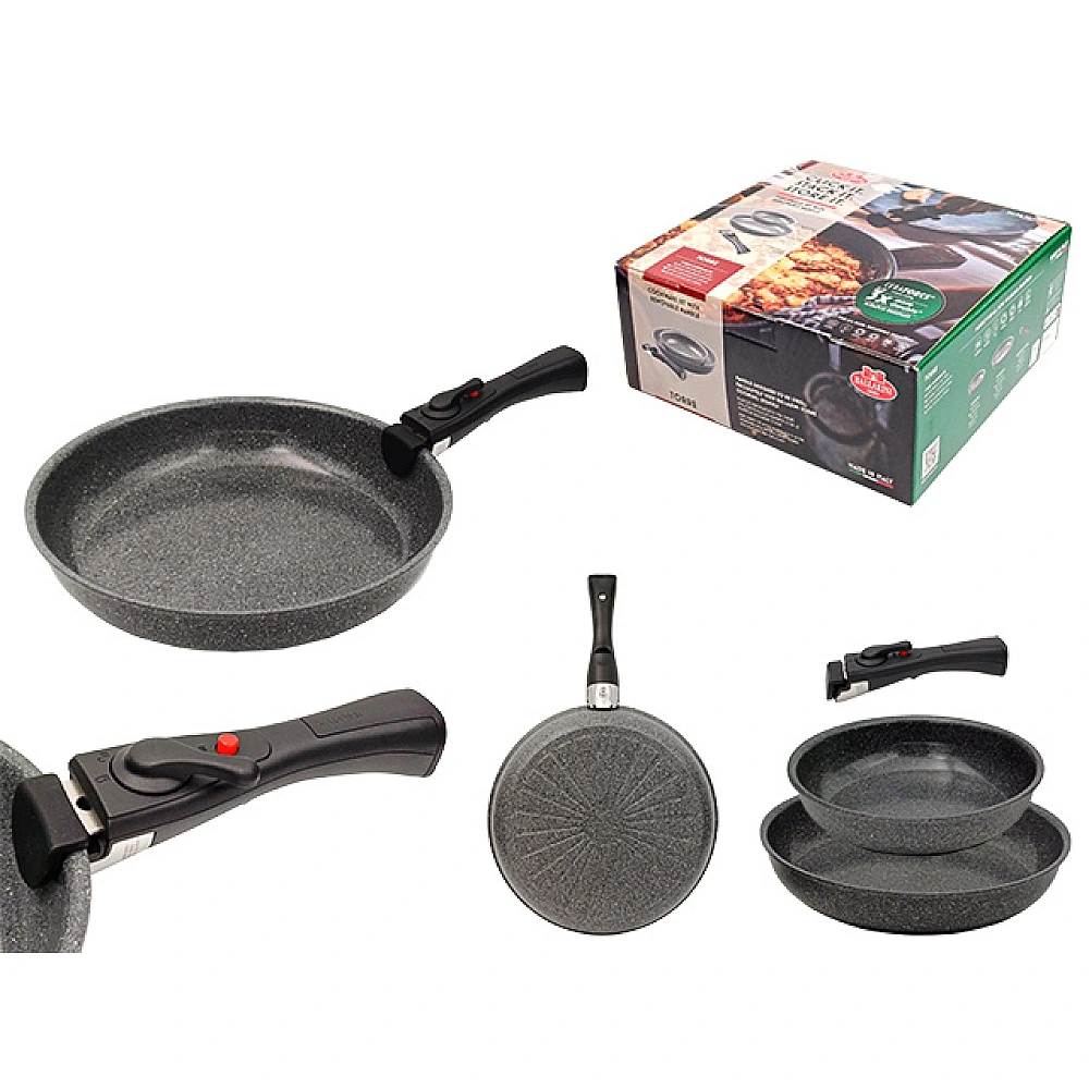 Set de Tigăi Ballarini Torre, 3 unități ( tigăi 28cm, 20cm+ mâner detașabil)