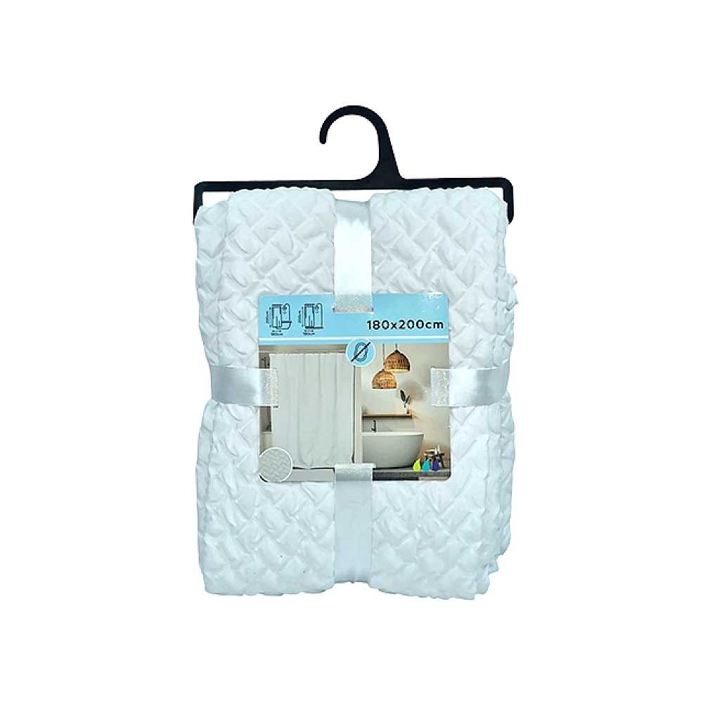Perdea pentru dus 180X200 cm Tendance Waffle, poliester, alb