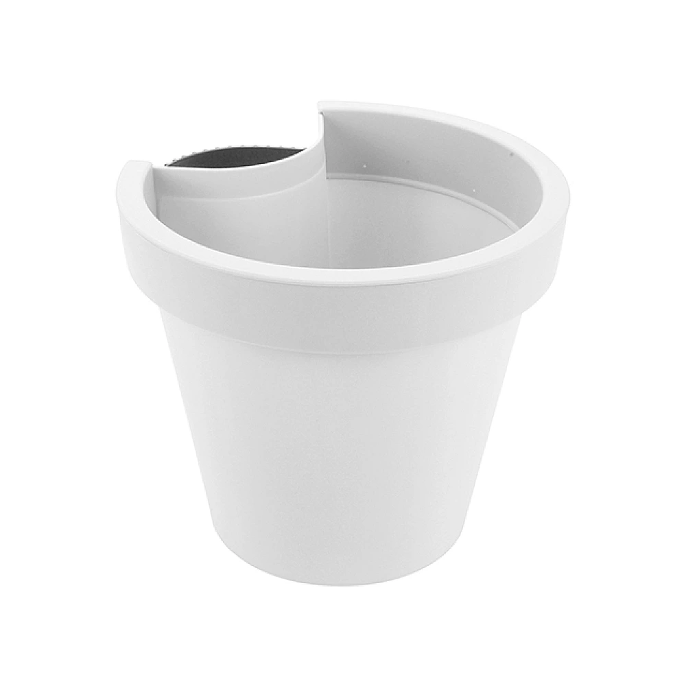 Ghiveci pentru flori cu orificiu pentru teava D24, H21cm, alb