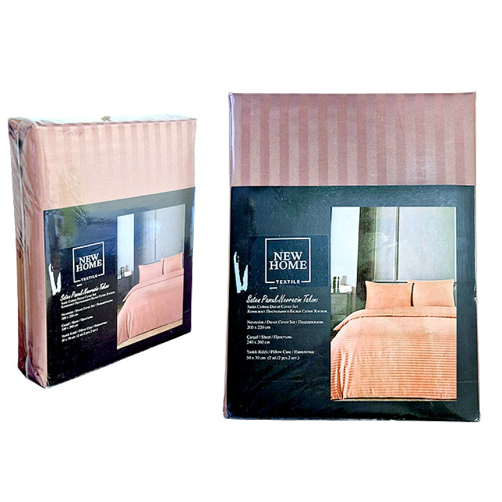 Lenjerie de pat Euro 2 NH Stripe Satin, Smoked Rose, PVC ambalaj