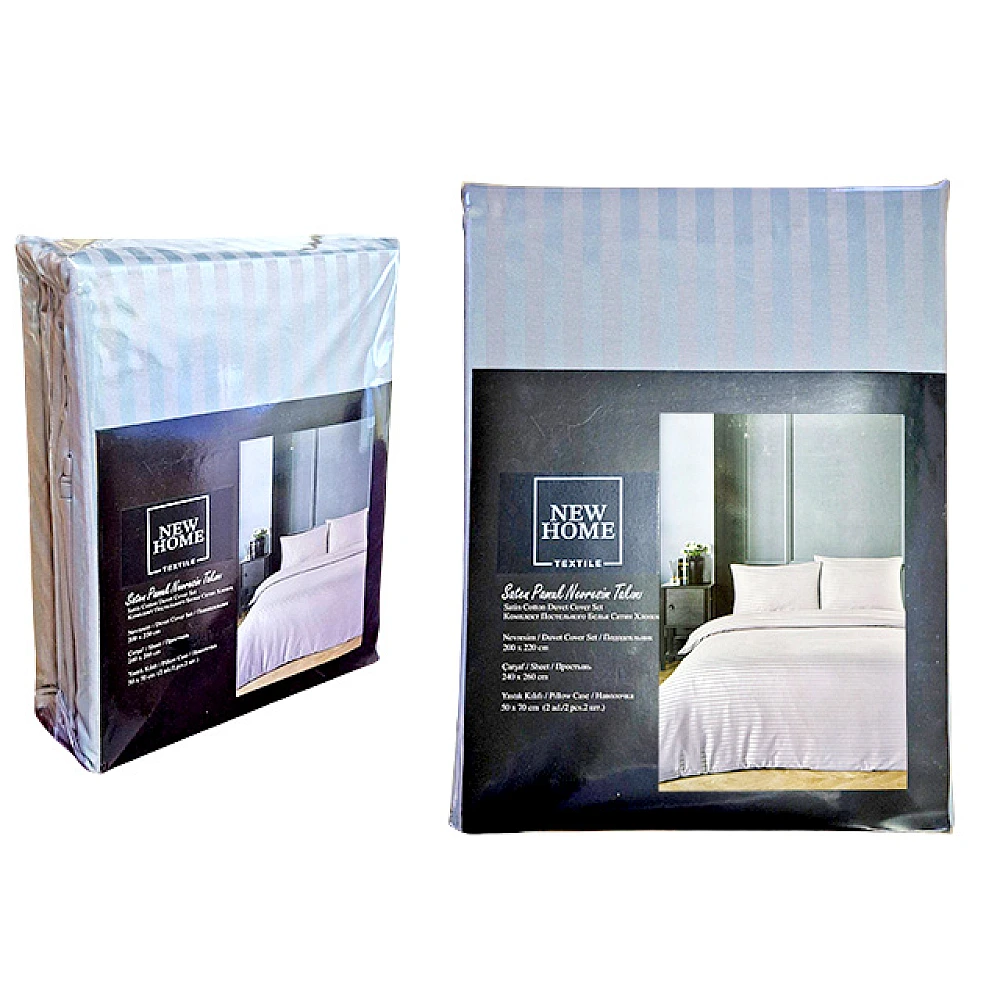 Lenjerie de pat Euro 2 NH Stripe Satin, Grey, ambalaj PVC 