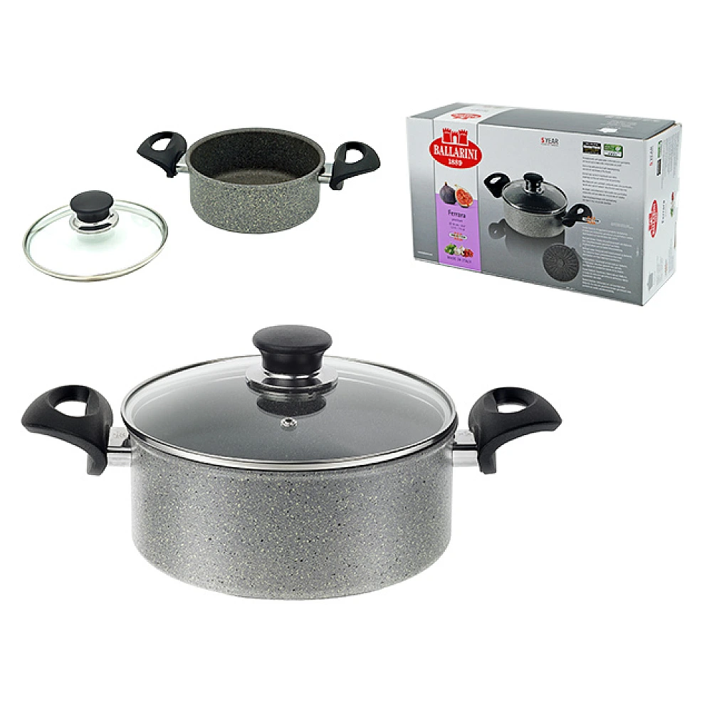 Cratita cu capac Ballarini Ferrara Granitium 16cm, 1.3l, inductie