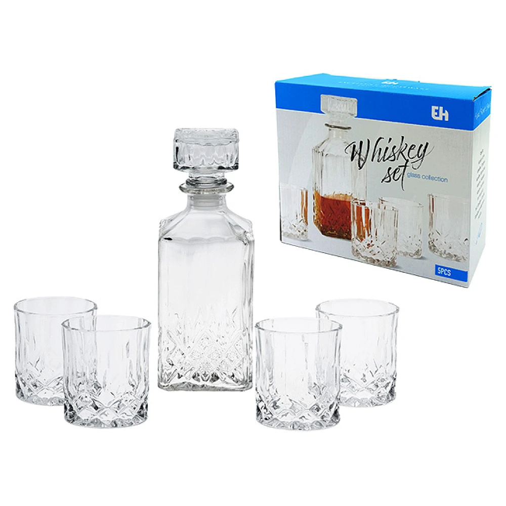 Set garafa 900ml si pahare pentru whisky 4bucX230ml EH