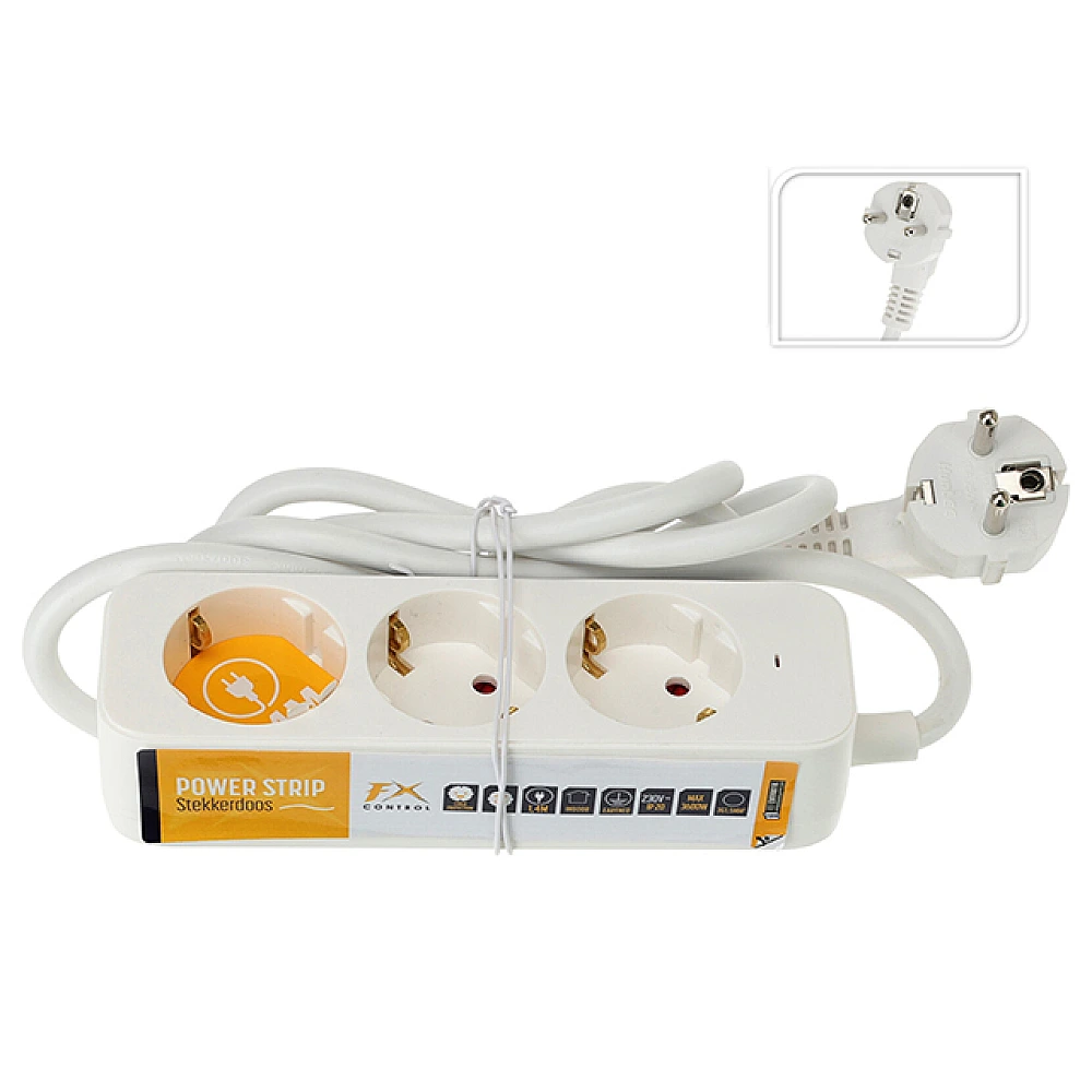 Cablu prelungitor 3 prize, 1.4m alb