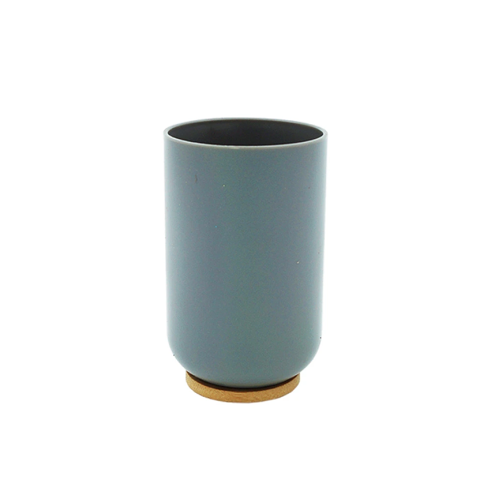 Pahar pentru periute de dinti Tendance Kanta, bază din bambus, gri, din plastic