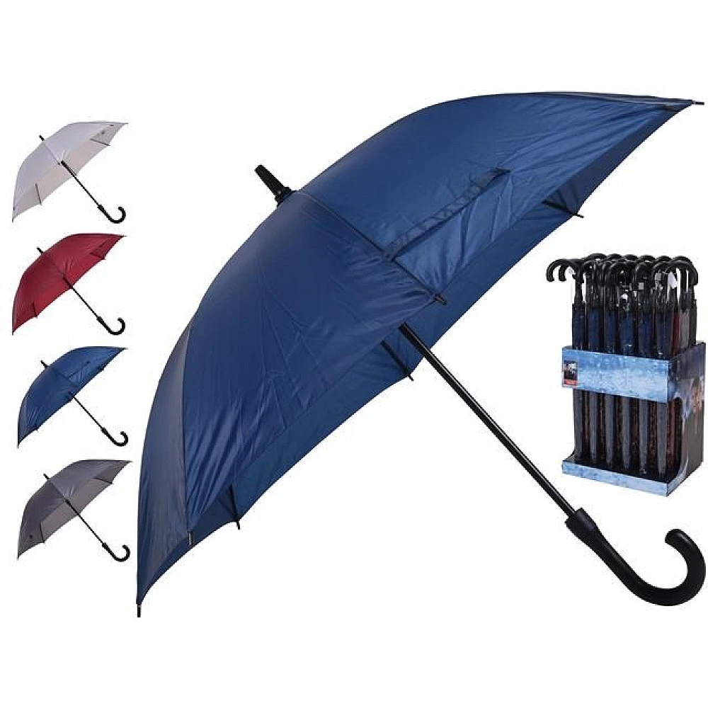 Umbrela pentru barbati 102X83 cm monocolora, maner-carlig, 4 culori