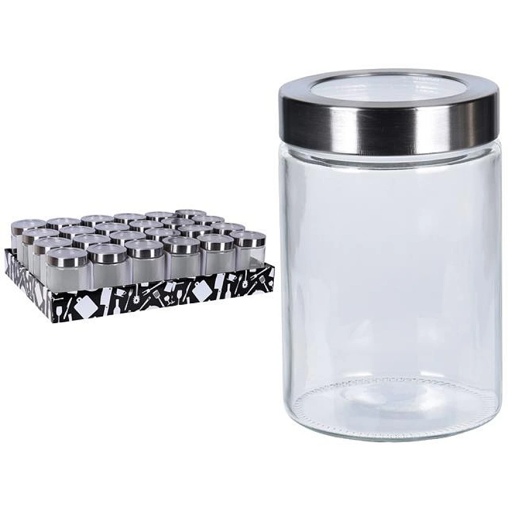 Borcan din sticla EH 1.2l, 17cm, cu capac din metal/plastic