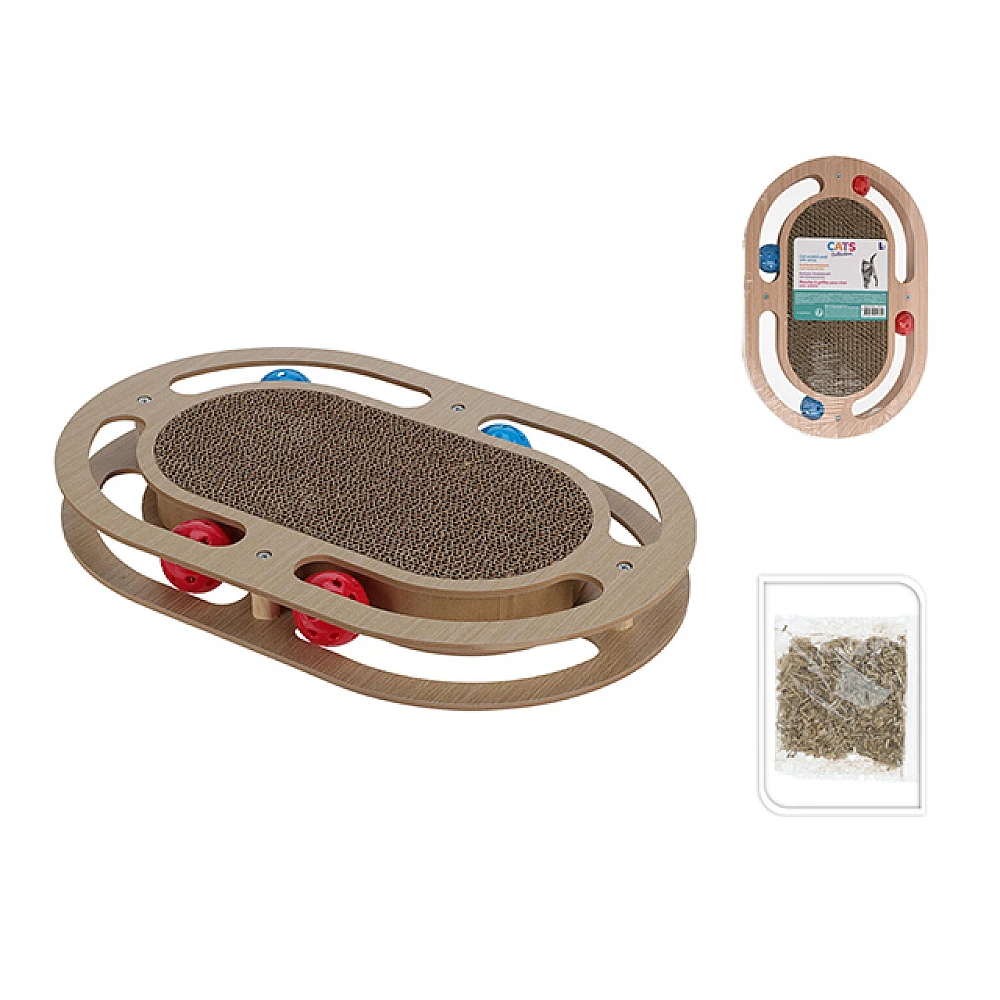 Zgârietoare cu platformă de joc Pets cu catnip, 41X27X5cm, din MDF