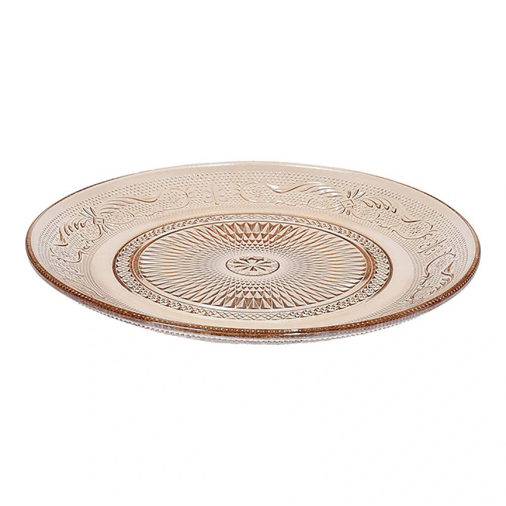 Farfurie de servire 22.5cm H&S, din sticla, bej