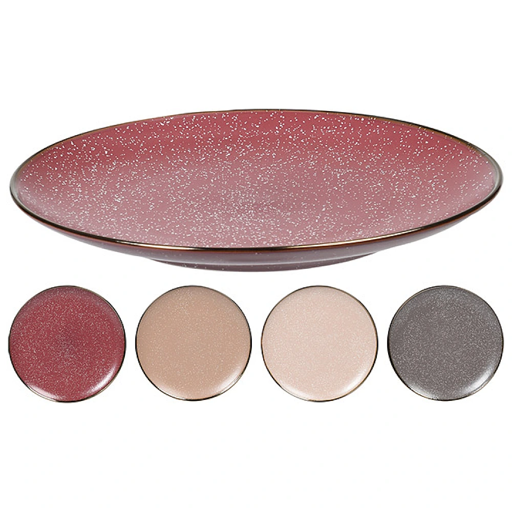 Farfurie de servire 27cm Metallic Rim Red, ceramica