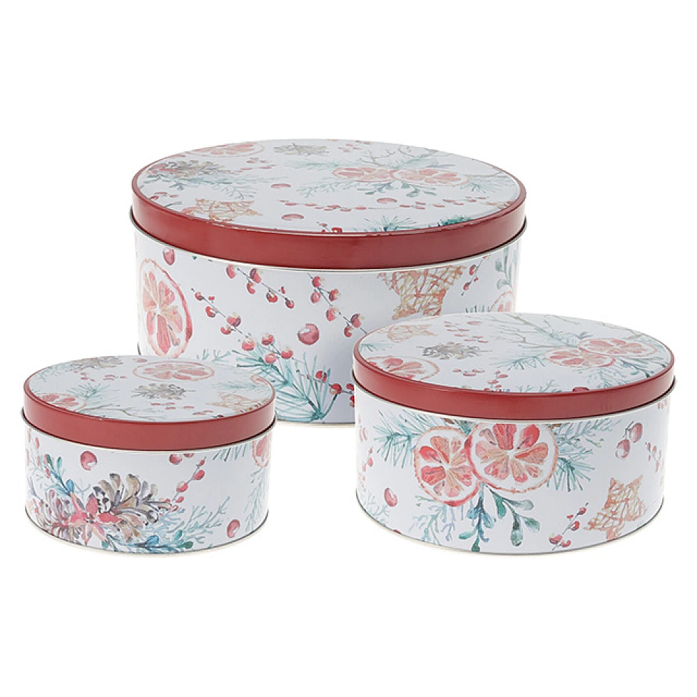 Set cutii de Craciun 3buc D14/D17/D20cm 