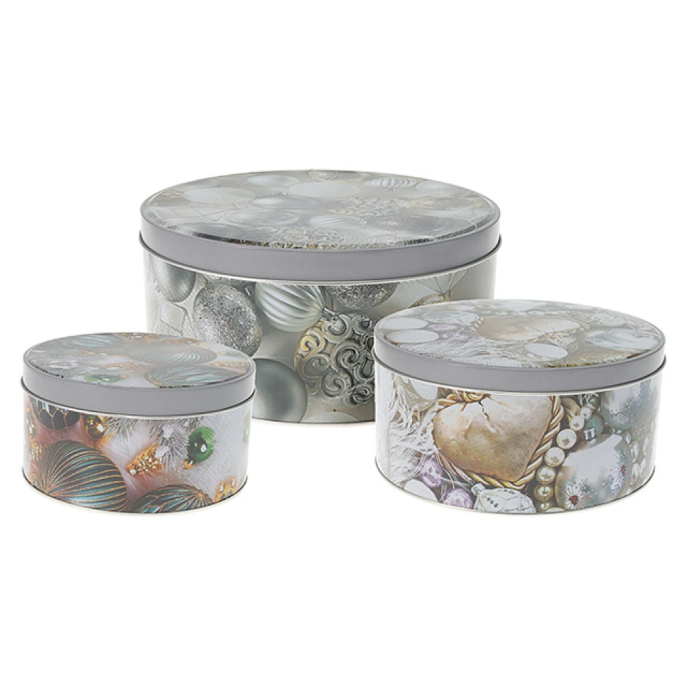 Set cutii de Craciun 3buc D14/D17/D20cm 