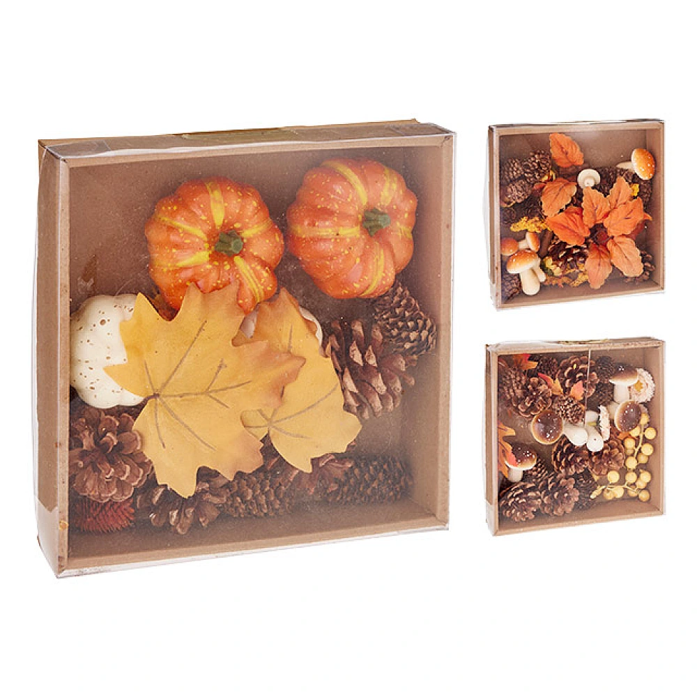 Set de ciuperci cu conuri si frunze pentru decor 19X19X5 cm