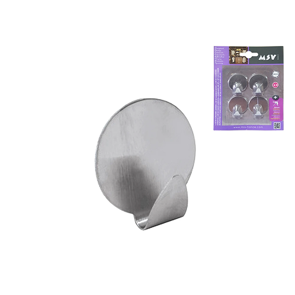 Cârlige autoadezive MSV, 4buc rotunde, din inox
