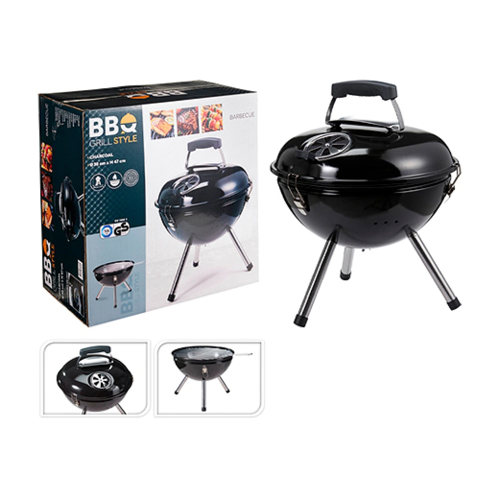 Gratar rotund cu picioare BBQ, D38 cm, H47 cm, cu plasa