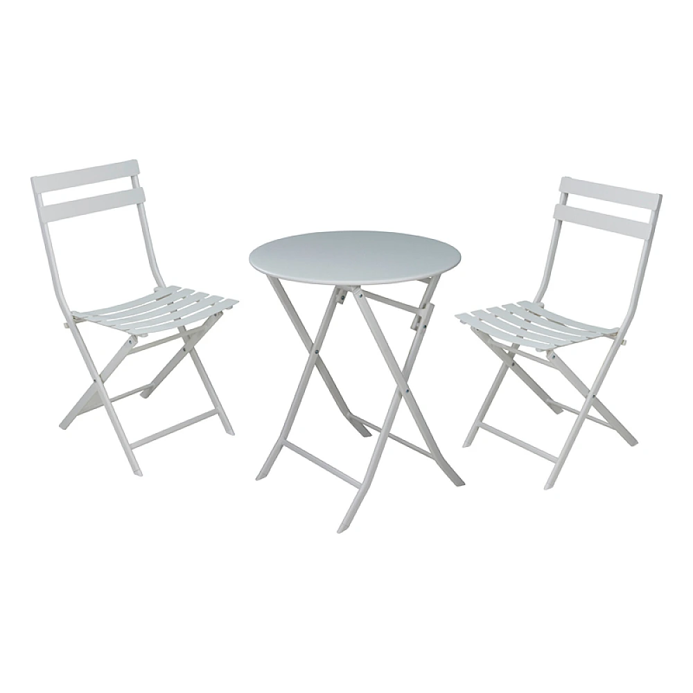 Set mobilier 3 unitati: masa D60, H71 cm si 2 scaune 50X42XH81 cm, alb