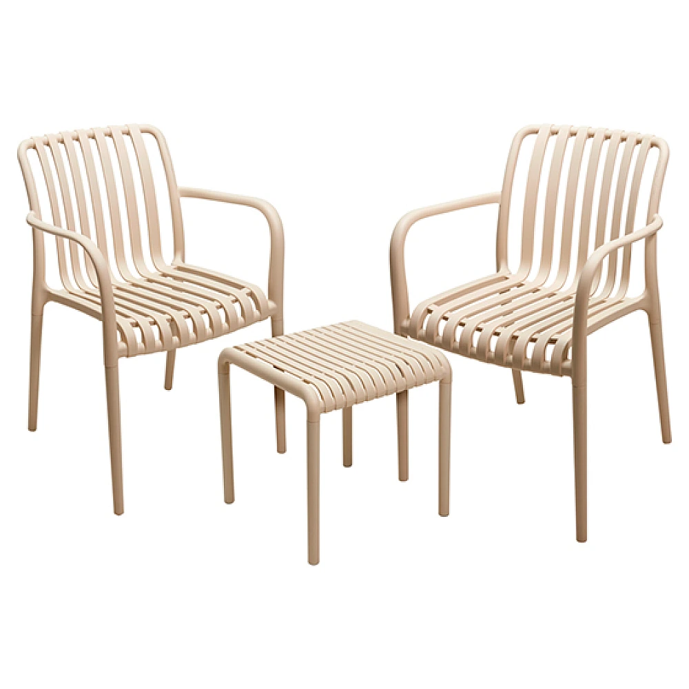 Set mobilier 3 unitati: masa 45X45XH48 cm si 2 scaune 55X56XH81 cm, gri