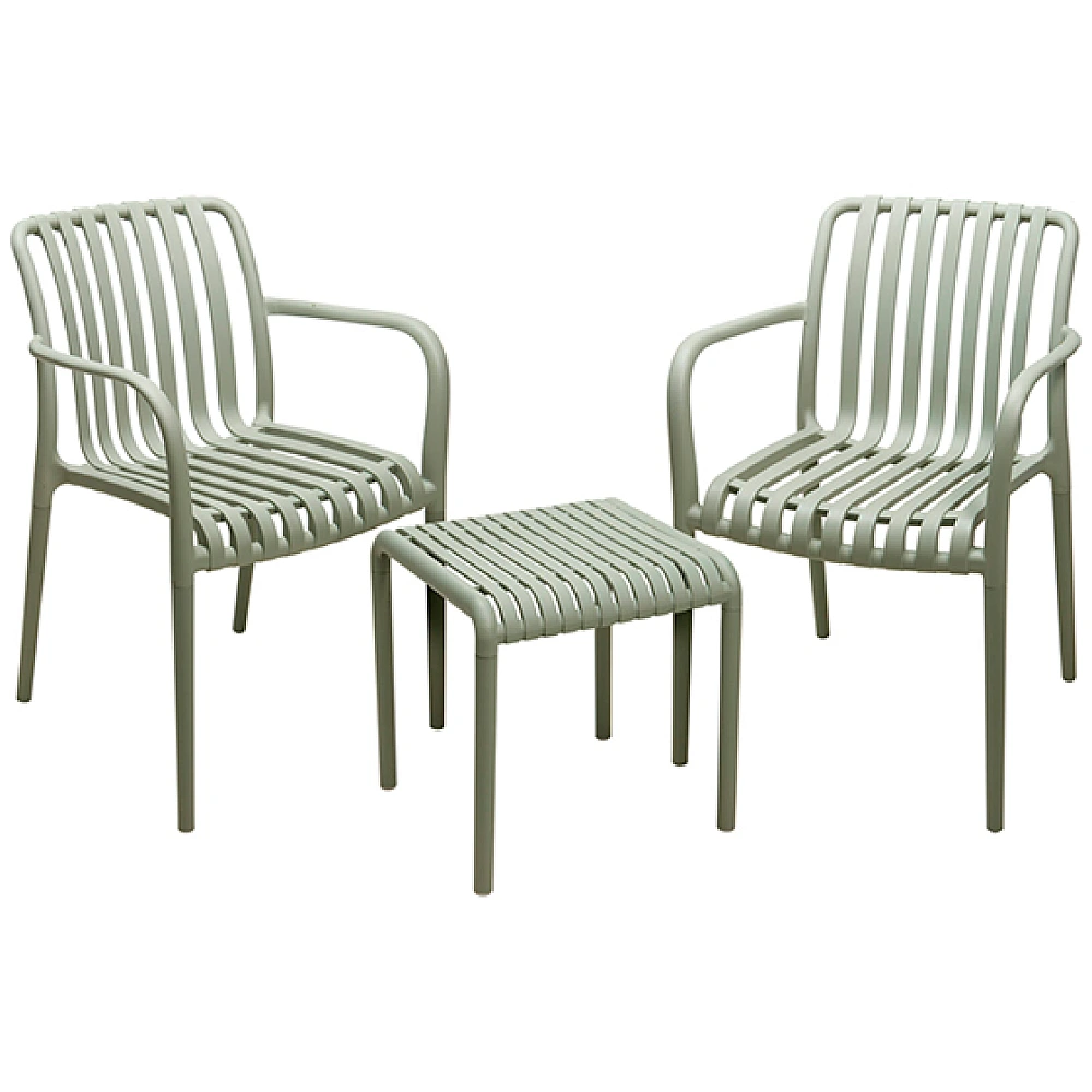 Set mobilier 3 unitati: masa 45X45XH48 cm si 2 scaune 55X56XH81 cm, verde