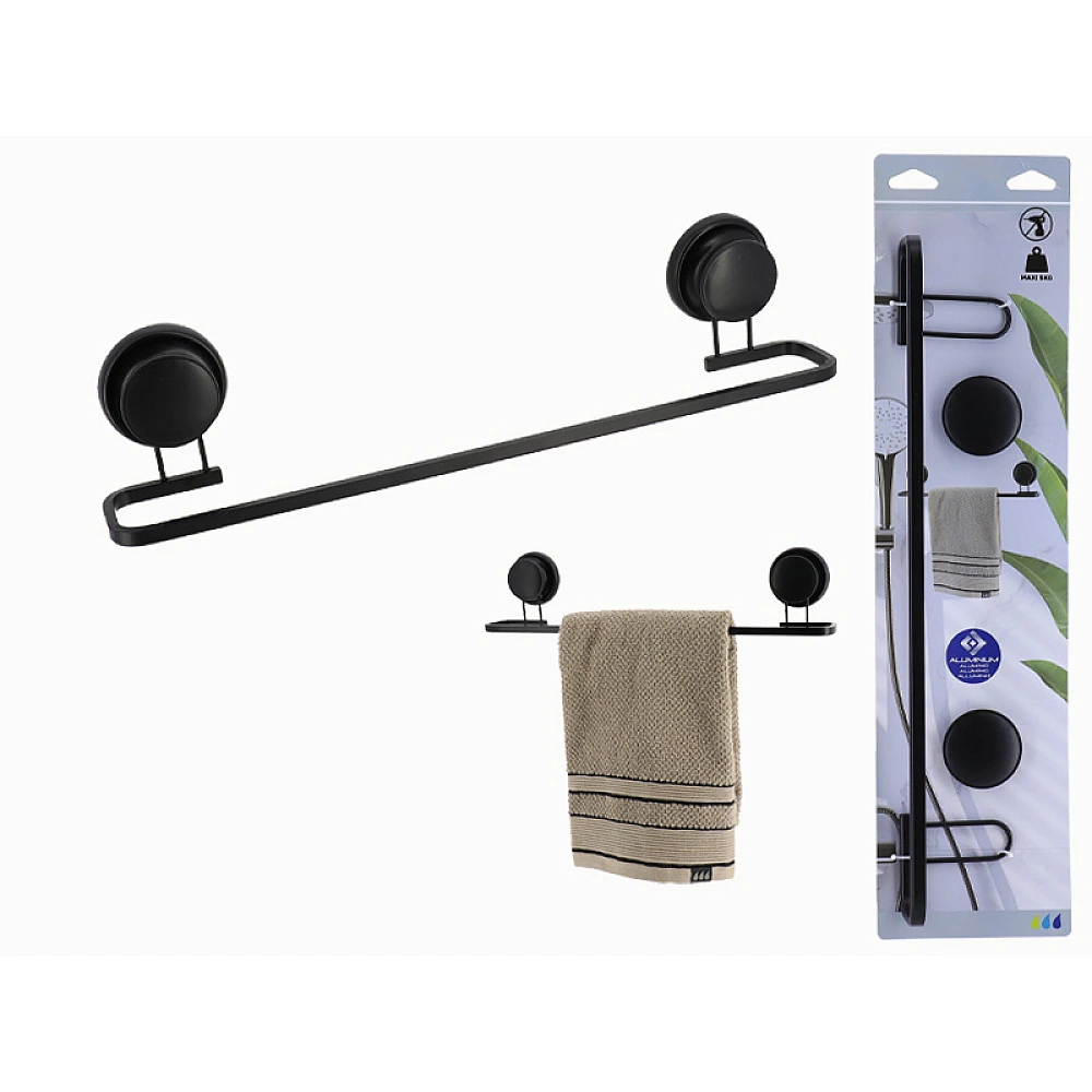 Suport pentru prosoape Tendance cu ventuzeTendance Aluminium 45X10X7.5cm, negru