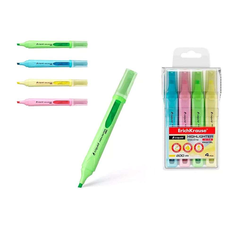 Set textmarkere 4buc ErichKrause Visioline V-14 Pastel