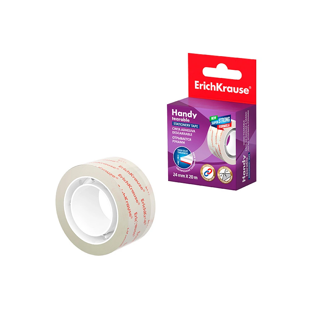 Banda adeziva 20mX24mm ErichKrause Handy tearable, transparenta