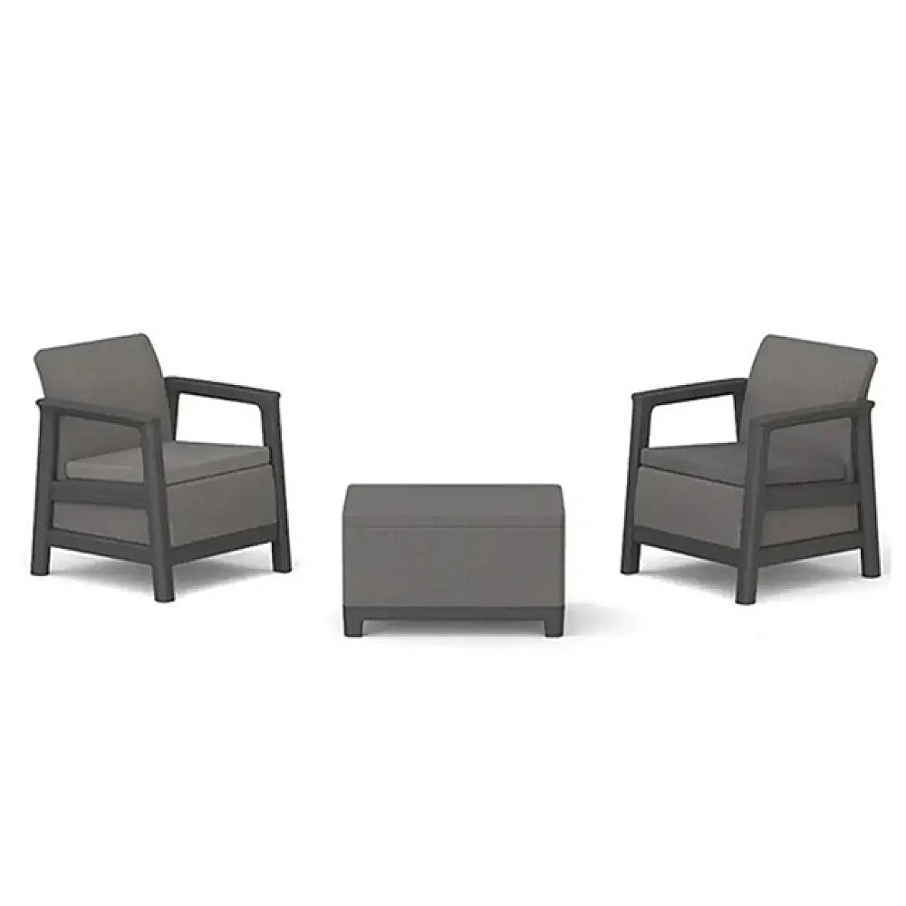 Set mobilier Scandi 3 unitati: masa 52X75X40 cm, 2 fotoli 70X73X77 cm, gri/grafit