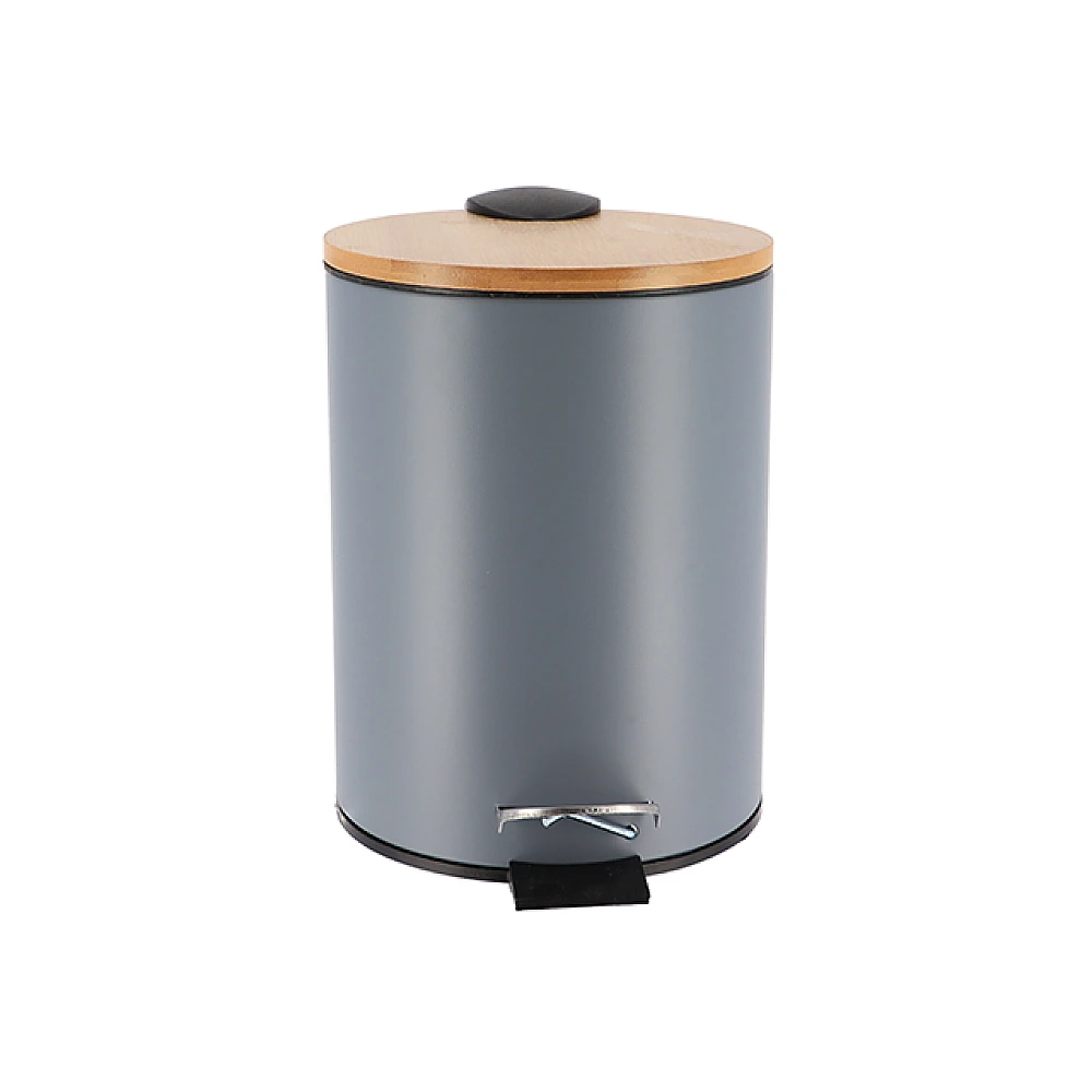 Cos pentru gunoi cu pedala Tendance 3l, 20.5X23.5cm, metal, bambus, gri