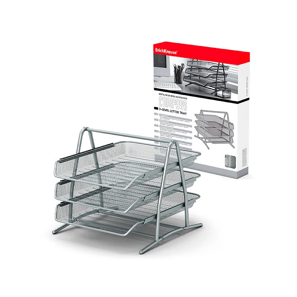 Suport pentru hartie ErichKrause Compass Classic orizontal, 3 niveluri, gri, metal