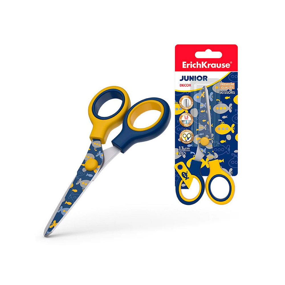 Foarfece ErichKrause Junior Decor Submarine 13cm cu imprimeu pe lame