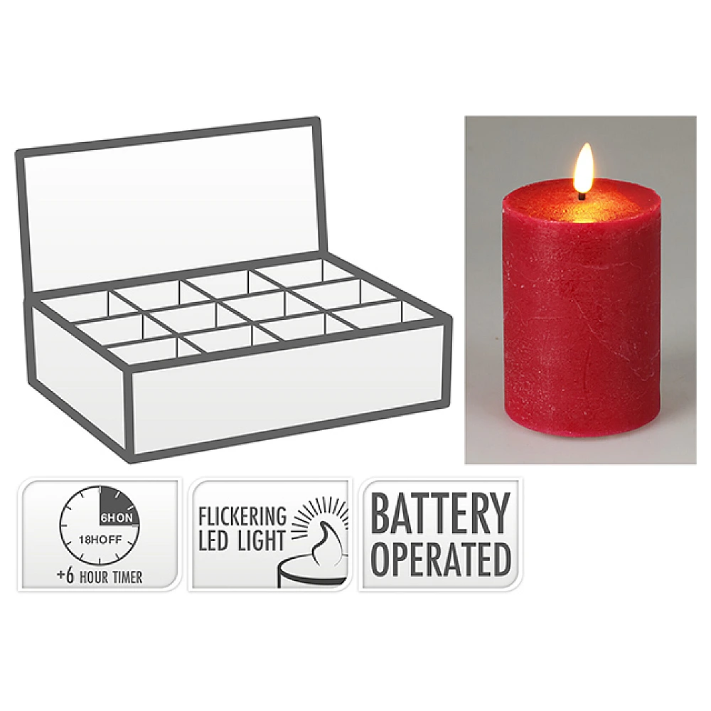 Lumanare LED 10X7.5 cm, timer, rosie