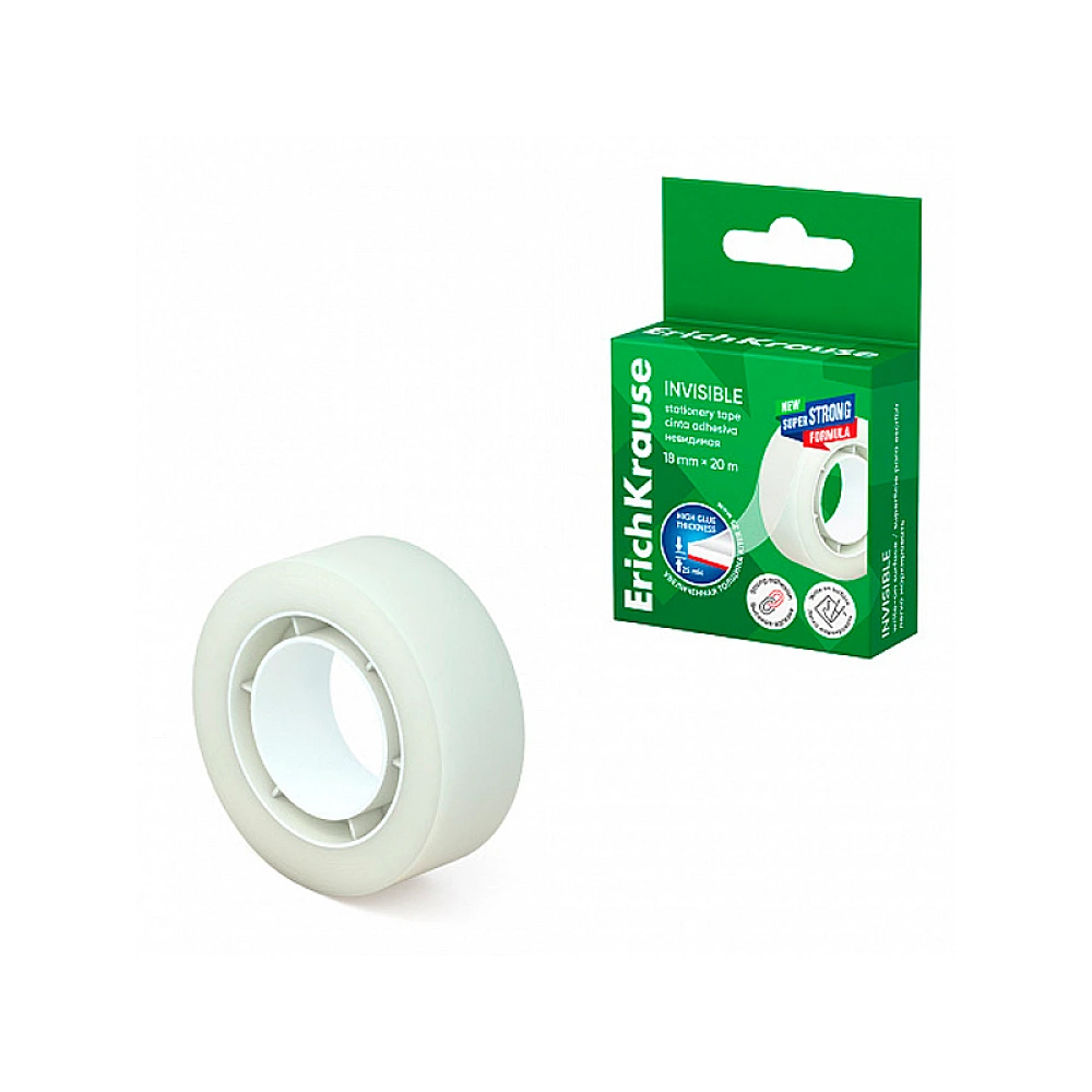 Banda adeziva 20 m X18 mm ErichKrause Invisible, mat