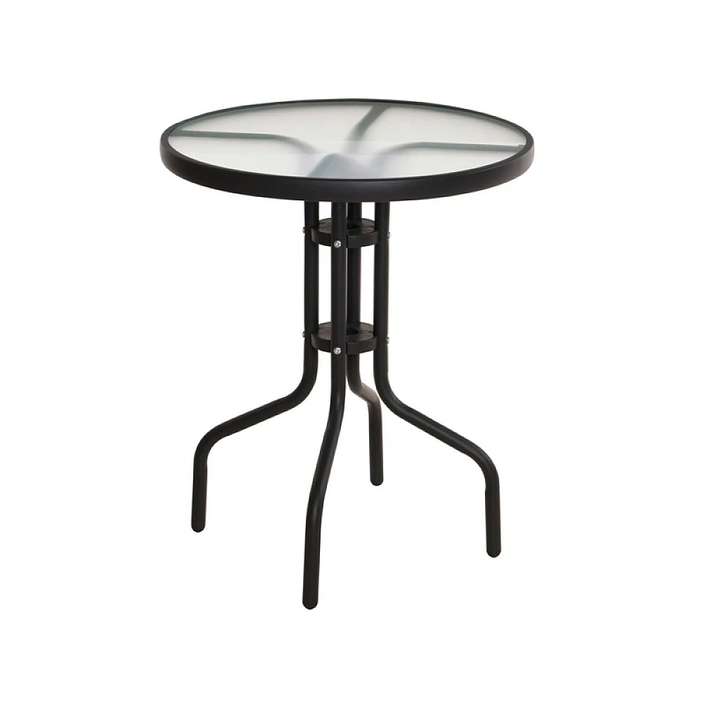 Masa metal/sticla, D60cm, H70cm