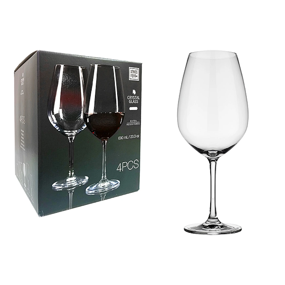 Set 4 pocale pentru vin rosu Atmosfera Invino, 690ml