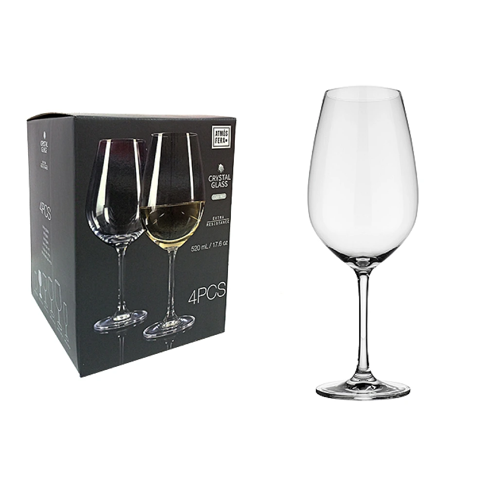 Set 4 pocale pentru vin alb Atmosfera Invino, 520ml