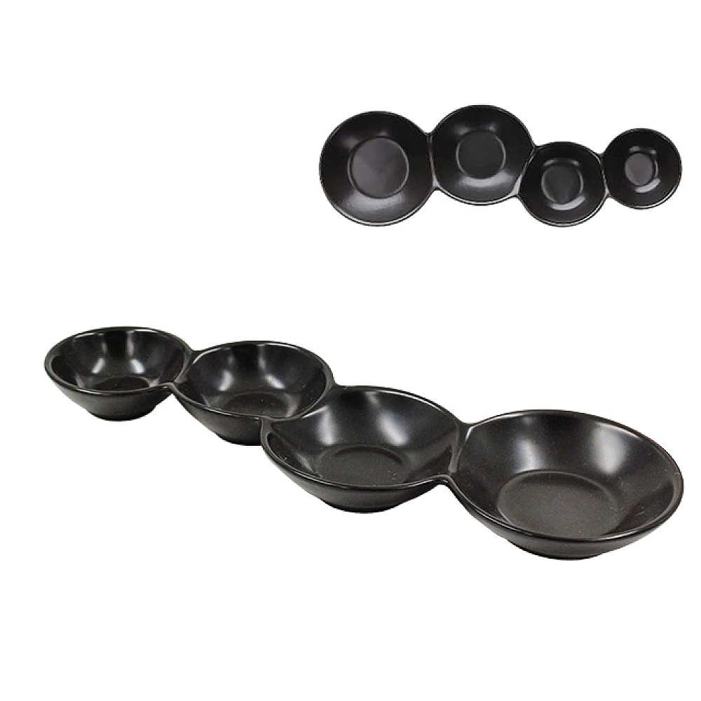 Bol pentru aperitiv Tognana Let's Party 4 portii, 28cm, portelan, neagra