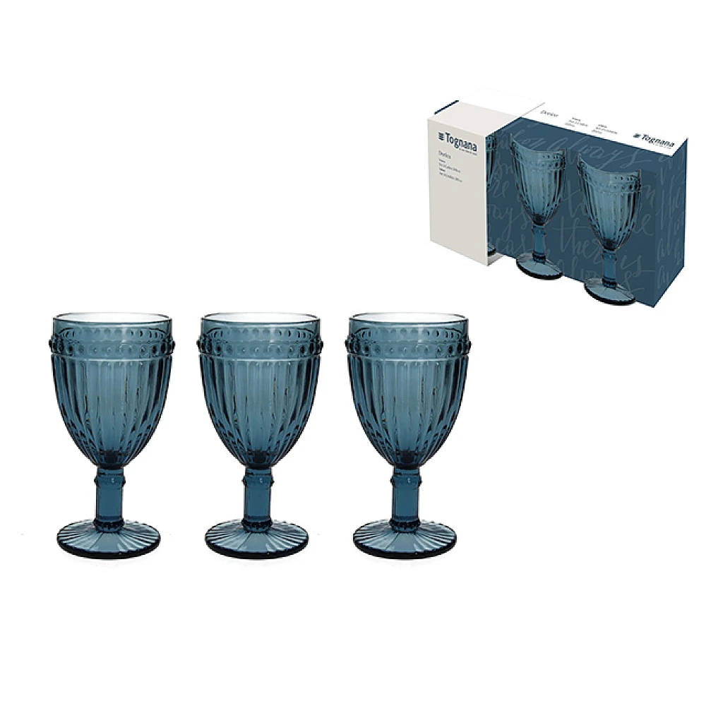 Set 3 pocale pentru vin Tognana Dorico, 310ml, albastru