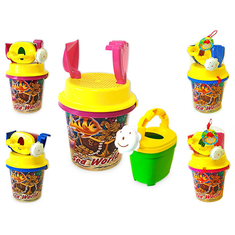 Set de jucarii pentru nisip in galeata cu desen 5buc, 35X18cm, 10desene