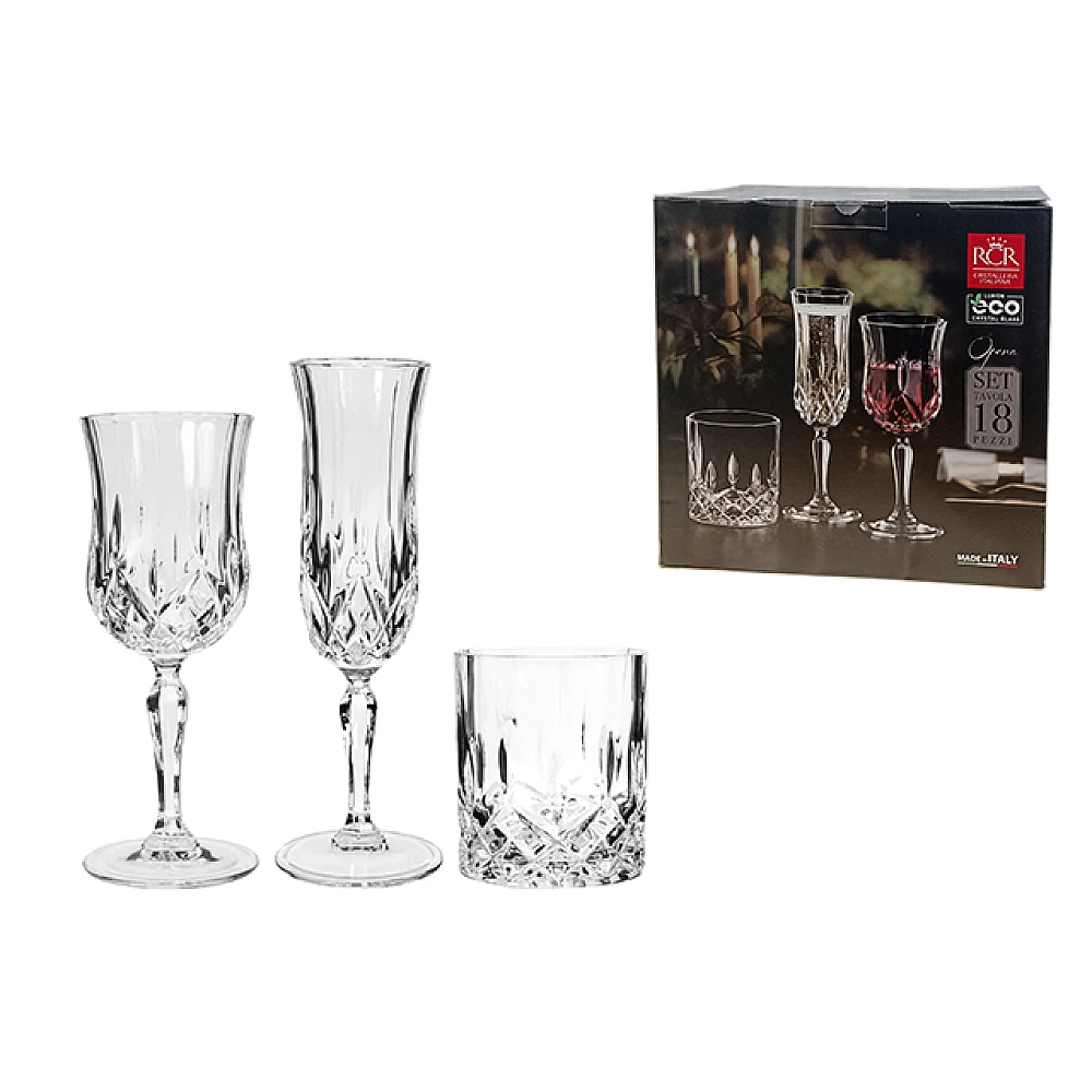 Set 18 pocale din cristal Opera: 6X130ml, 6X230ml, 6X300ml