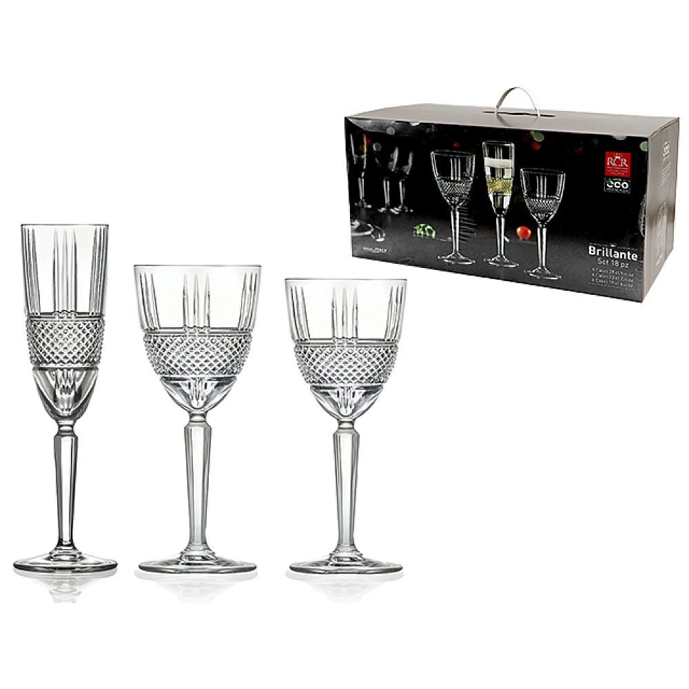 Set 18 pocale pentru vin Brilliante: 6X190ml, 6X230ml, 6X290ml