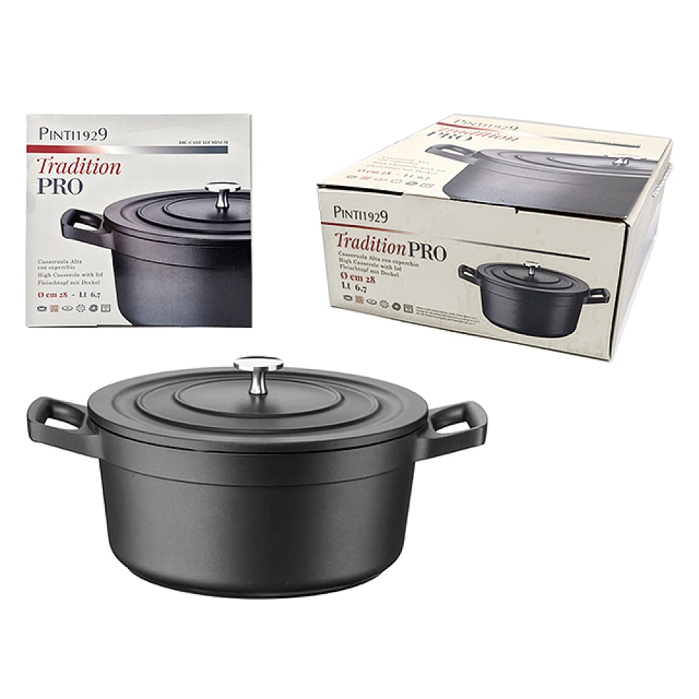 Cratita cu capac Prima Tradition Pro Black 28cm, 6.7l