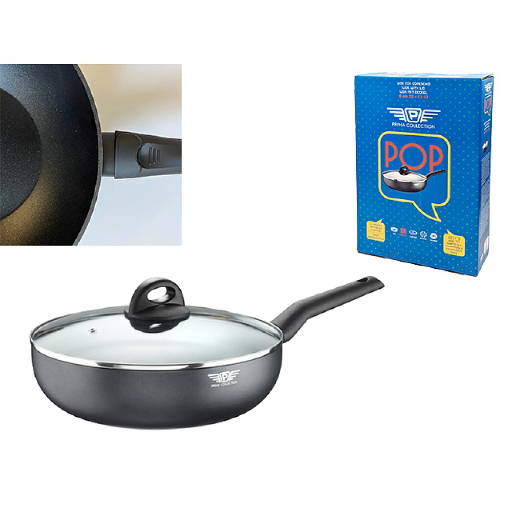 Tigaie WOK Pinti Pop 28cm cu capac, inductie