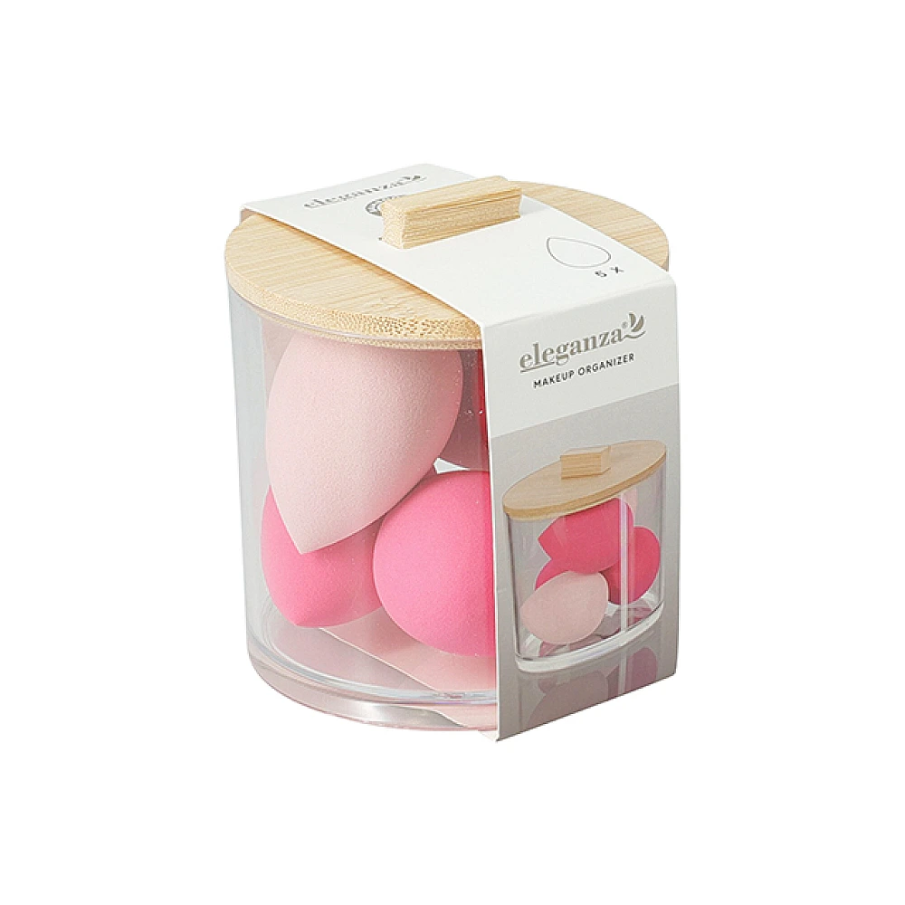 Set bureti pentru machiaj Eleganza 5buc, 9.7X9.7X11 cm, in organizator