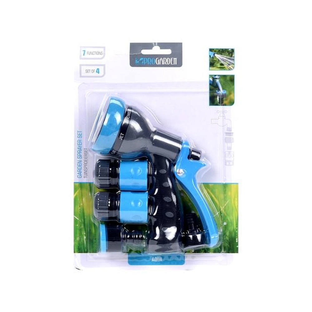 Set de conectiuni cu un stropitor 4buc, 7regimuri, albastru