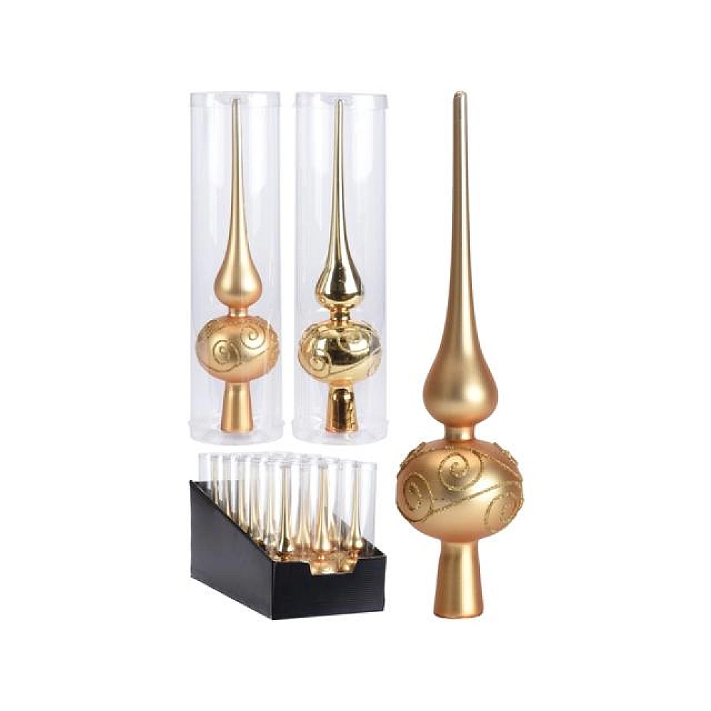 Virf pentru brad din sticla 25cm, auriu