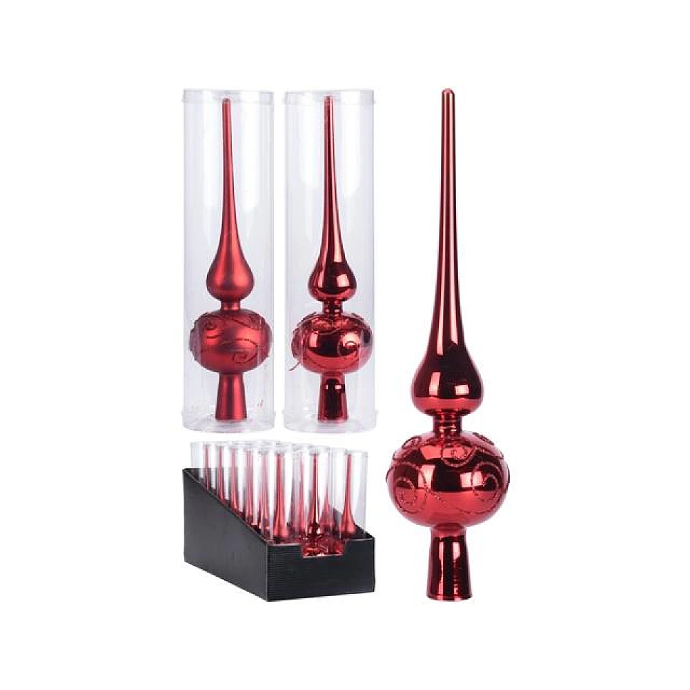 Virf pentru brad din sticla 25cm, rosu