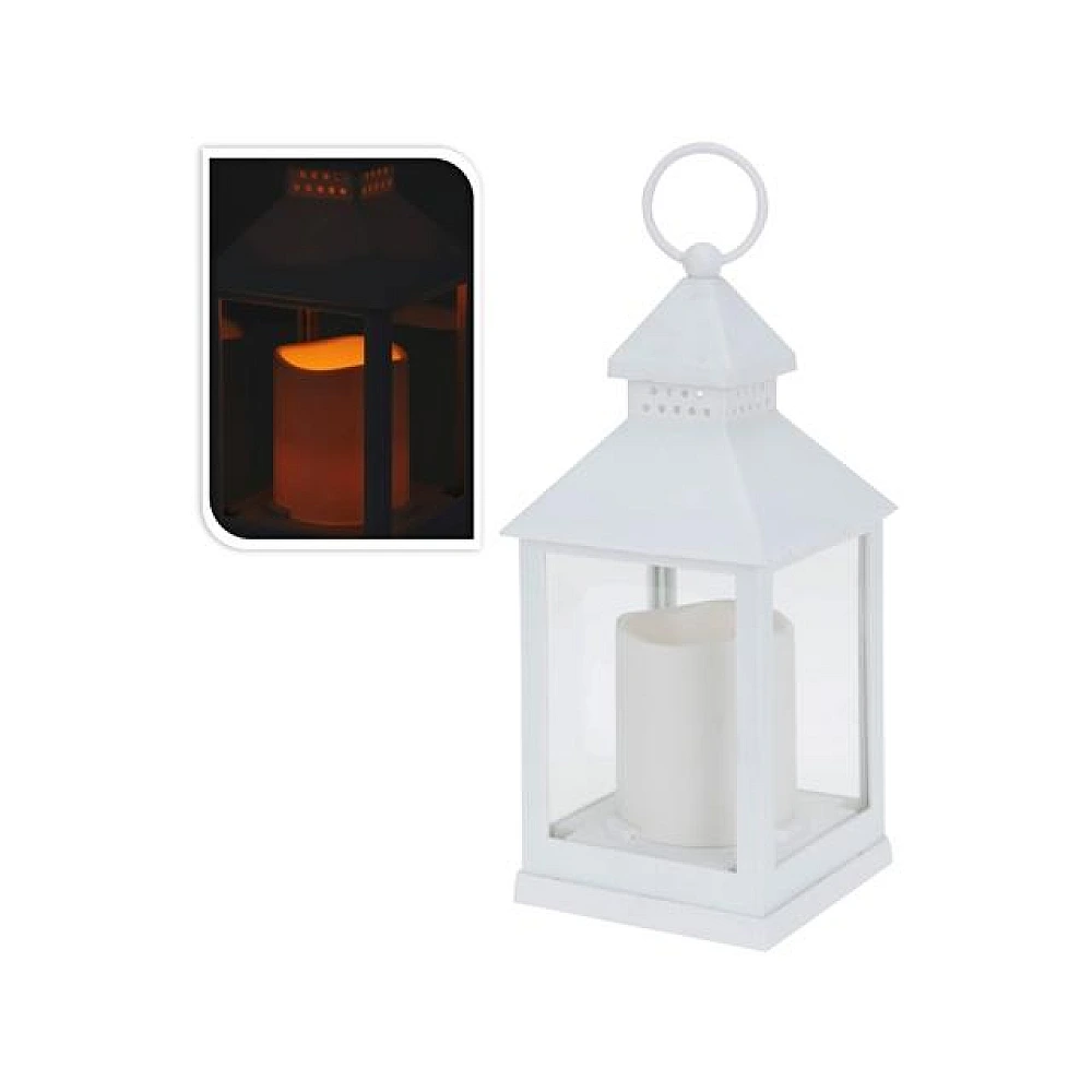 Felinar suspendabil cu lumanare LED 10X10X23сm, alb